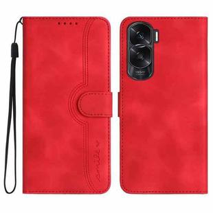 For Honor X50i Heart Pattern Skin Feel Leather Phone Case(Red)