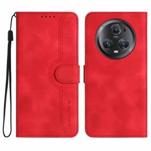 For Honor Magic5 Pro Heart Pattern Skin Feel Leather Phone Case(Red)