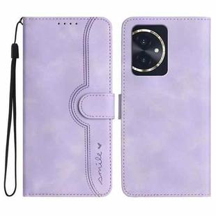 For Honor 100 Heart Pattern Skin Feel Leather Phone Case(Purple)