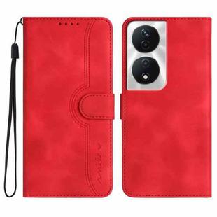 For Honor X7b Heart Pattern Skin Feel Leather Phone Case(Red)