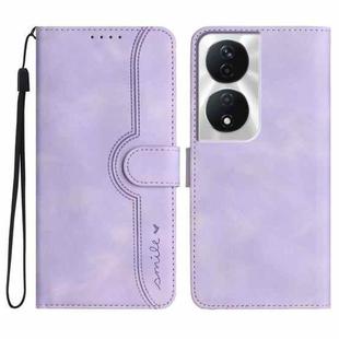 For Honor X7b Heart Pattern Skin Feel Leather Phone Case(Purple)