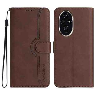 For Honor 200 Heart Pattern Skin Feel Leather Phone Case(Brown)