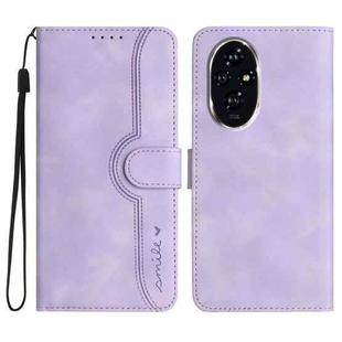 For Honor 200 Heart Pattern Skin Feel Leather Phone Case(Purple)