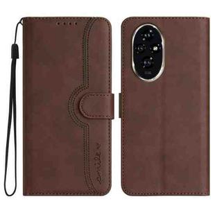 For Honor 200 Pro Heart Pattern Skin Feel Leather Phone Case(Brown)