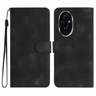For Honor 200 Pro Heart Pattern Skin Feel Leather Phone Case(Black)