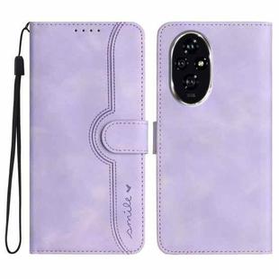 For Honor 200 Pro Heart Pattern Skin Feel Leather Phone Case(Purple)