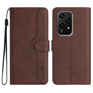 For Honor 200 Lite Global Heart Pattern Skin Feel Leather Phone Case(Brown)