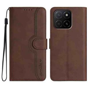 For Honor X5b / X5b Plus Global Heart Pattern Skin Feel Leather Phone Case(Brown)