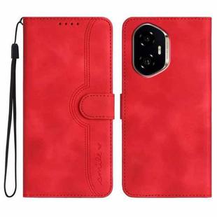 For Honor 300 Heart Pattern Skin Feel Leather Phone Case(Red)