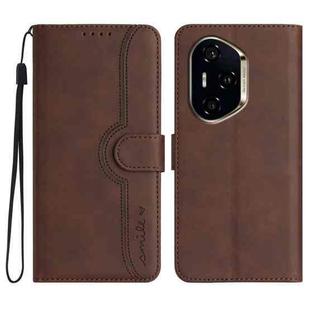 For Honor 300 Pro / Honor 300 Ultra Heart Pattern Skin Feel Leather Phone Case(Brown)