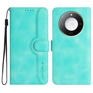 For Honor X60 / X9c Smart Heart Pattern Skin Feel Leather Phone Case(Light Blue)