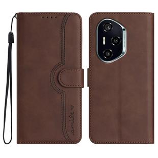 For Honor 400 Global 156.5mm Heart Pattern Skin Feel Leather Phone Case(Brown)