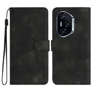For Honor 400 Global 156.5mm Heart Pattern Skin Feel Leather Phone Case(Black)