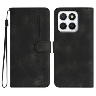 For Honor X8c 4G Heart Pattern Skin Feel Leather Phone Case(Black)