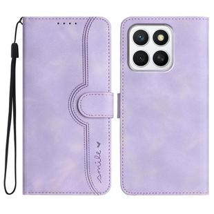 For Honor X8c 4G Heart Pattern Skin Feel Leather Phone Case(Purple)