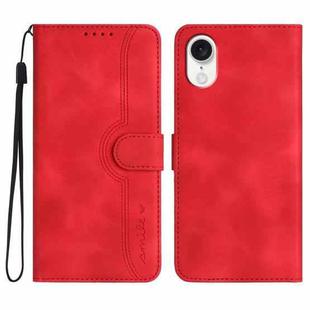 For iPhone SE 2024 Heart Pattern Skin Feel Leather Phone Case(Red)