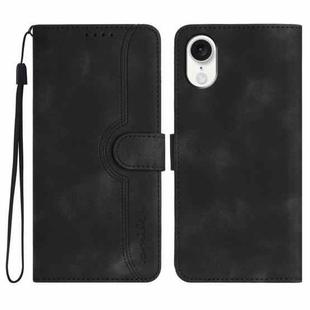 For iPhone SE 2024 Heart Pattern Skin Feel Leather Phone Case(Black)