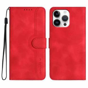 For iPhone 16 Pro Max Heart Pattern Skin Feel Leather Phone Case(Red)