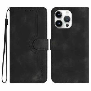 For iPhone 16 Pro Max Heart Pattern Skin Feel Leather Phone Case(Black)