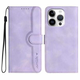 For iPhone 16 Pro Heart Pattern Skin Feel Leather Phone Case(Purple)