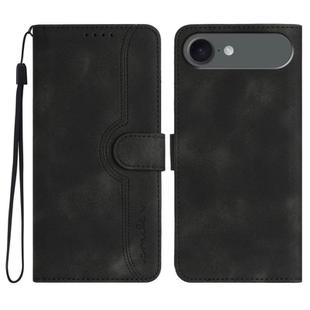 For iPhone 17 Air Heart Pattern Skin Feel Leather Phone Case(Black)