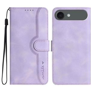 For iPhone 17 Air Heart Pattern Skin Feel Leather Phone Case(Purple)
