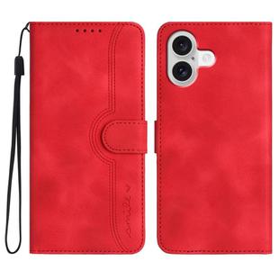 For iPhone 17 Heart Pattern Skin Feel Leather Phone Case(Red)