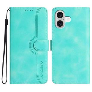 For iPhone 17 Heart Pattern Skin Feel Leather Phone Case(Light Blue)