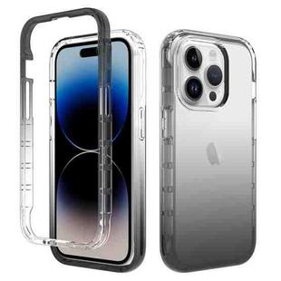 For iPhone 15 Pro Shockproof Clear Gradient PC + TPU Phone Case(Black)