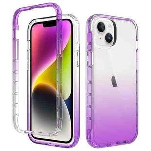 For iPhone 15 Plus Shockproof Clear Gradient PC + TPU Phone Case(Purple)