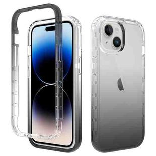 For iPhone 15 Shockproof Clear Gradient PC + TPU Phone Case(Black)
