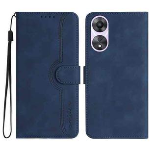 For OPPO A58 Heart Pattern Skin Feel Leather Phone Case(Royal Blue)