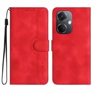 For OPPO K11 Heart Pattern Skin Feel Leather Phone Case(Red)