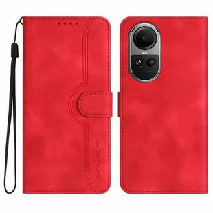For OPPO Reno10 5G / Reno10 Pro 5G Global Heart Pattern Skin Feel Leather Phone Case(Red)