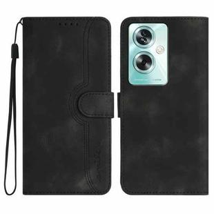 For OPPO A79 Heart Pattern Skin Feel Leather Phone Case(Black)
