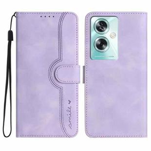For OPPO A79 Heart Pattern Skin Feel Leather Phone Case(Purple)