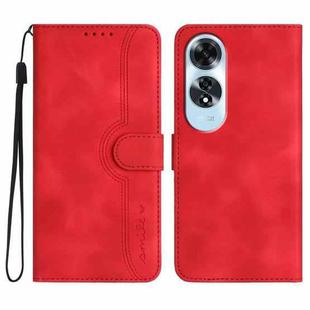 For OPPO A60 Heart Pattern Skin Feel Leather Phone Case(Red)