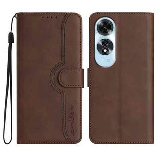 For OPPO A60 Heart Pattern Skin Feel Leather Phone Case(Brown)