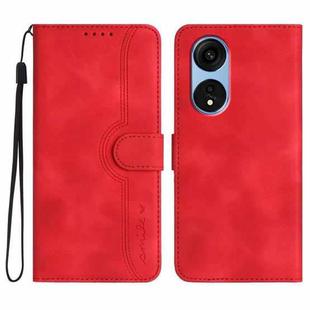 For OPPO A1 Pro / Reno8 T 5G Global Heart Pattern Skin Feel Leather Phone Case(Red)