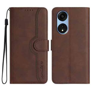 For OPPO A1 Pro / Reno8 T 5G Global Heart Pattern Skin Feel Leather Phone Case(Brown)