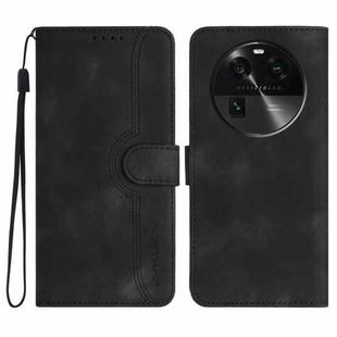 For OPPO Find X6 Heart Pattern Skin Feel Leather Phone Case(Black)