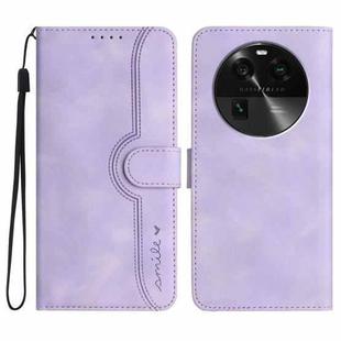 For OPPO Find X6 Heart Pattern Skin Feel Leather Phone Case(Purple)
