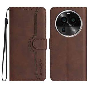 For OPPO Find X6 Pro Heart Pattern Skin Feel Leather Phone Case(Brown)