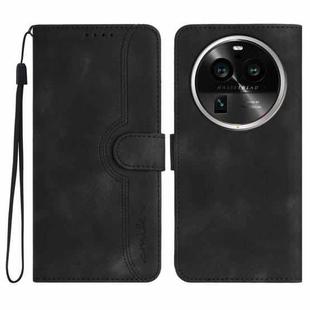 For OPPO Find X6 Pro Heart Pattern Skin Feel Leather Phone Case(Black)
