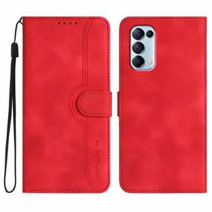For OPPO Reno5 4G / 5G / Find X3 Lite Heart Pattern Skin Feel Leather Phone Case(Red)