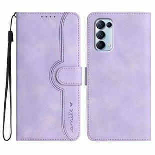 For OPPO Reno5 4G / 5G / Find X3 Lite Heart Pattern Skin Feel Leather Phone Case(Purple)