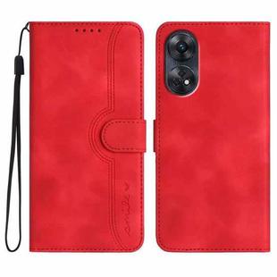 For OPPO Reno8 T 4G Heart Pattern Skin Feel Leather Phone Case(Red)
