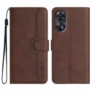 For OPPO Reno8 T 4G Heart Pattern Skin Feel Leather Phone Case(Brown)