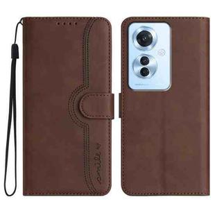 For OPPO Reno11 F / F25 Pro Heart Pattern Skin Feel Leather Phone Case(Brown)
