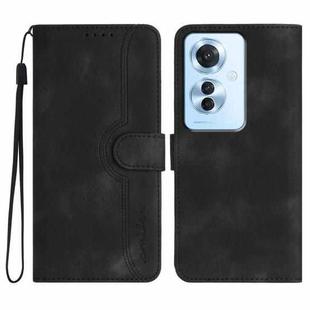 For OPPO Reno11 F / F25 Pro Heart Pattern Skin Feel Leather Phone Case(Black)